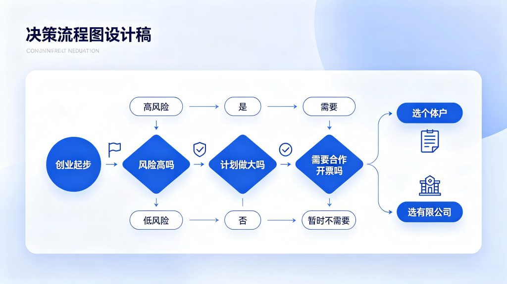 大连个体户和公司哪个好?3个维度帮你选对不后悔 大连创业者选择注册类型决策流程图