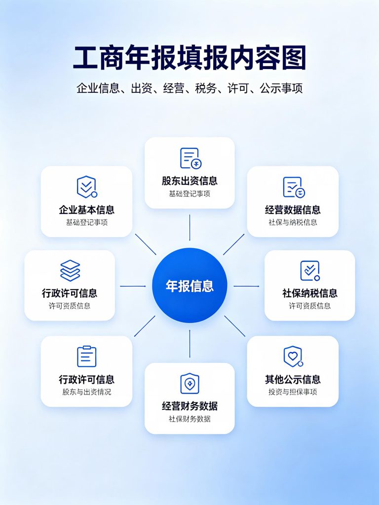 2026 大连企业工商年报代办,个体户公司年报一站式办理 大连工商年报主要填报内容信息图